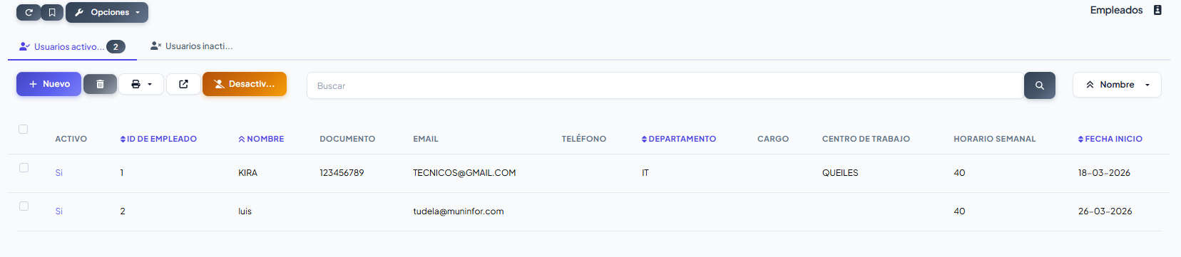 Empleados MUNTIME